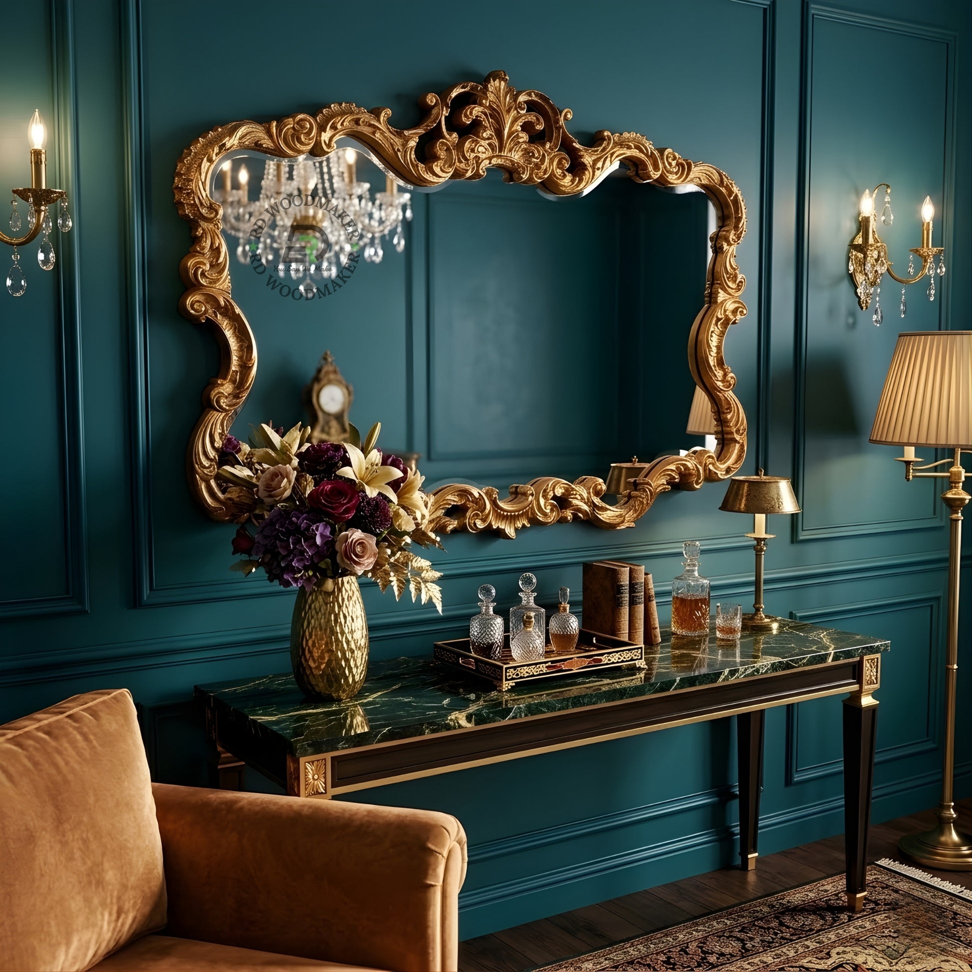 ROYAL ORNATE GOLD CARVED WALL MIRROR
