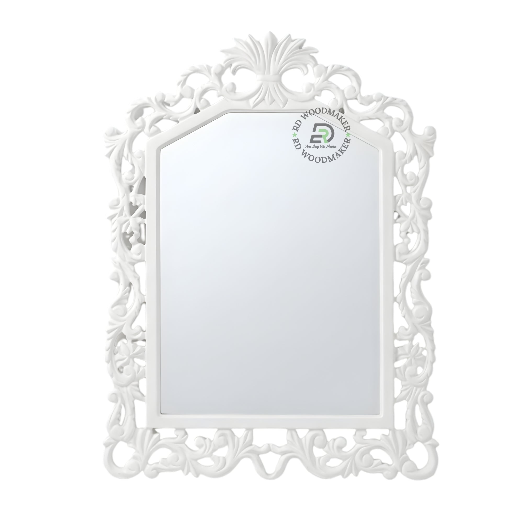 CLASSIC WHITE ORNATE ARCH FRAME WALL MIRROR