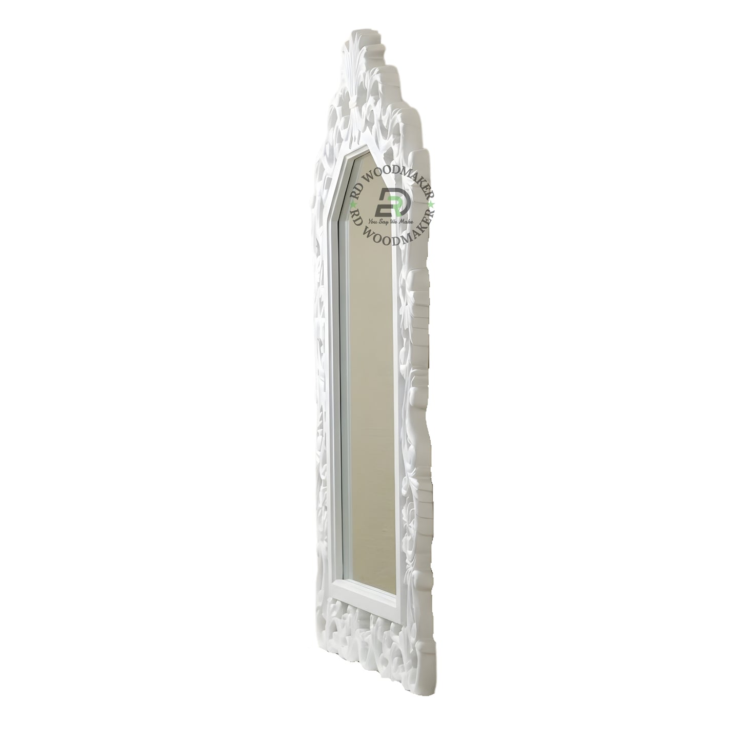 CLASSIC WHITE ORNATE ARCH FRAME WALL MIRROR