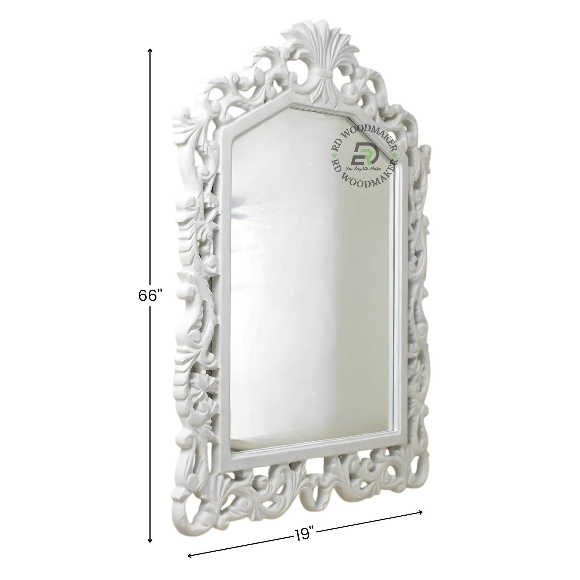 CLASSIC WHITE ORNATE ARCH FRAME WALL MIRROR