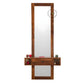 Wooden Wall Mirror with Storage Drawer and Shelves
