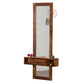 Wooden Wall Mirror with Storage Drawer and Shelves