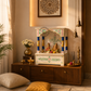 HAND PAINTED COMPACT WOODEN POOJA MANDIR WITH STORAGE DRAWER