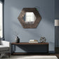 GEOMETRIC HEXAGONAL WOOD FRAME WALL MIRROR