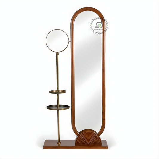 LUXURY FLOOR STANDING MIRROR WITH SIDE SHELVES