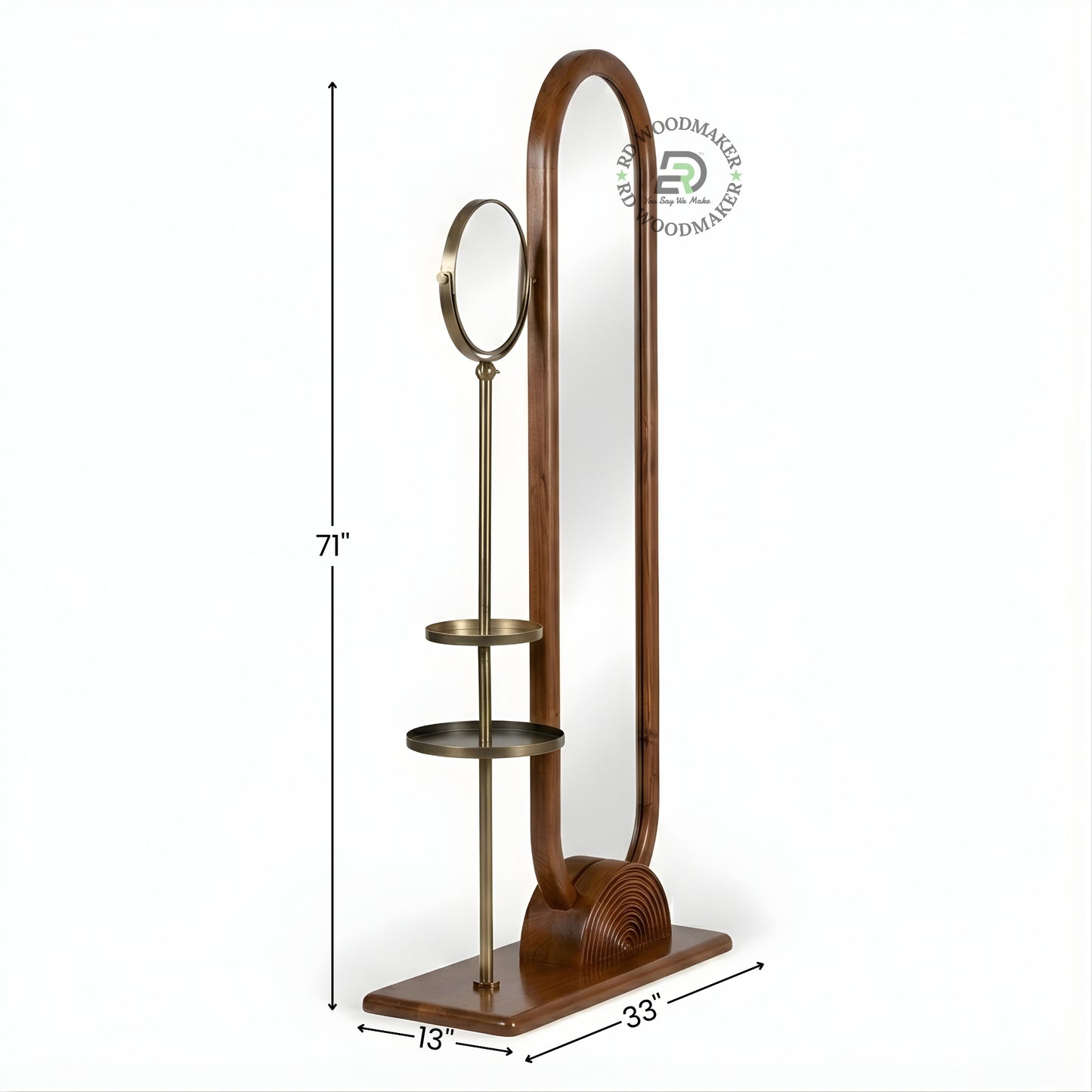 LUXURY FLOOR STANDING MIRROR WITH SIDE SHELVES