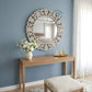 VINTAGE ROUND CARVED WOODEN WALL MIRROR