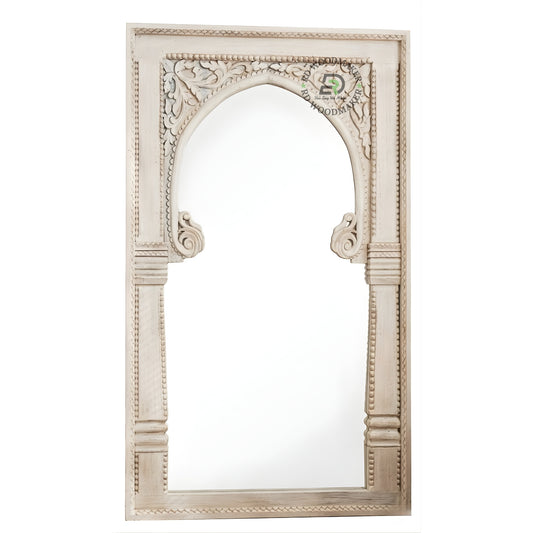 TRADITIONAL ARCH CARVED WOODEN MIRROR