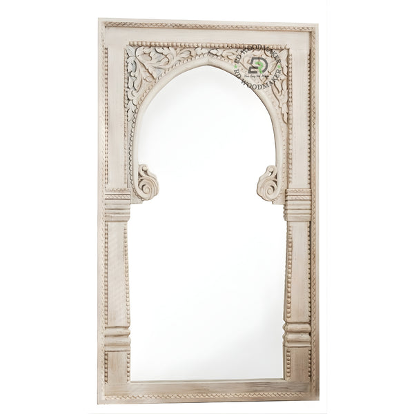TRADITIONAL ARCH CARVED WOODEN MIRROR