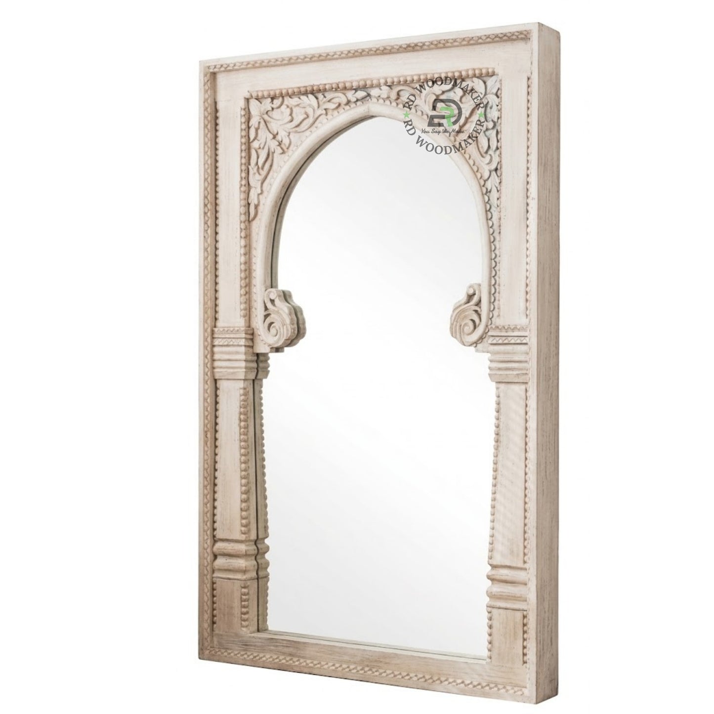 TRADITIONAL ARCH CARVED WOODEN MIRROR