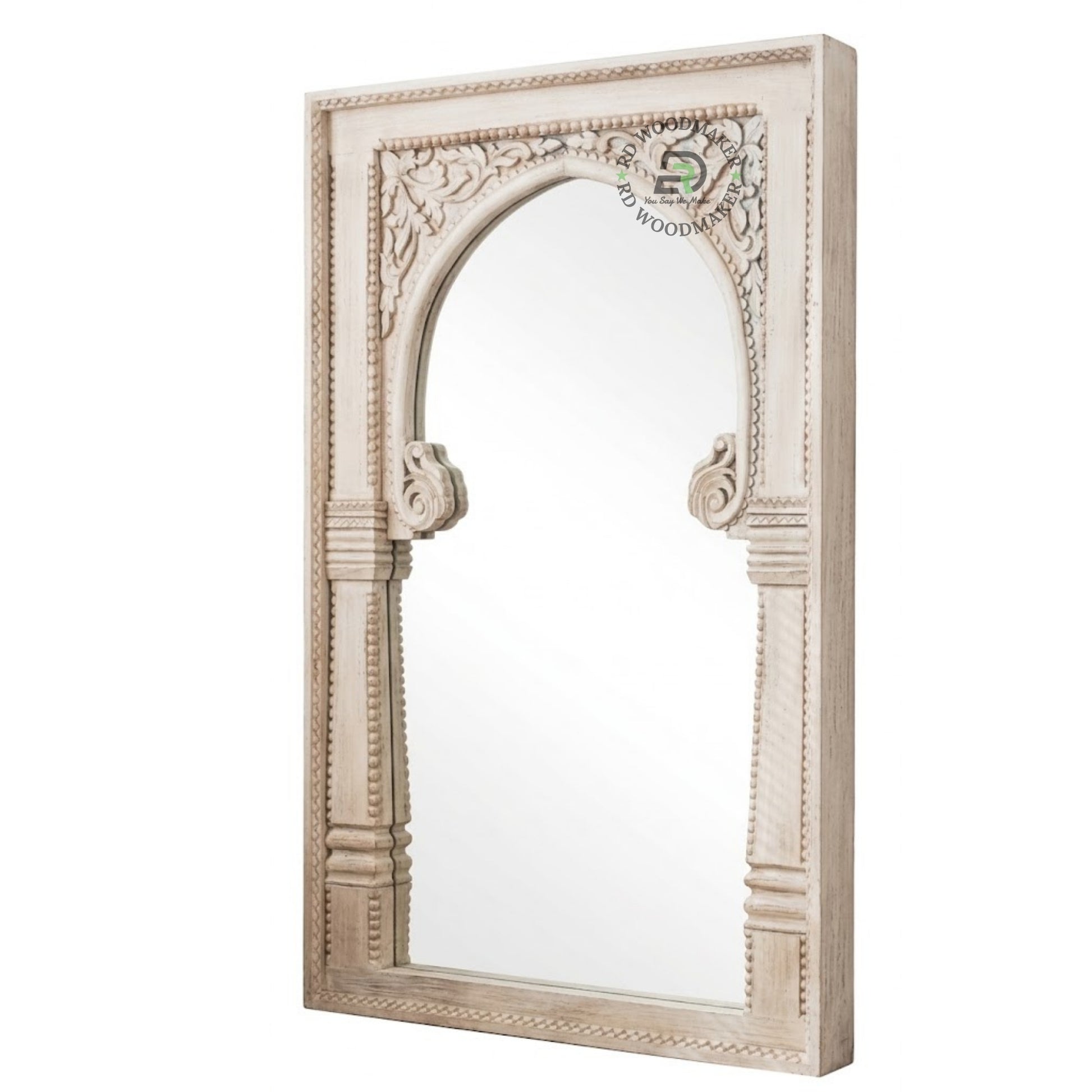 TRADITIONAL ARCH CARVED WOODEN MIRROR
