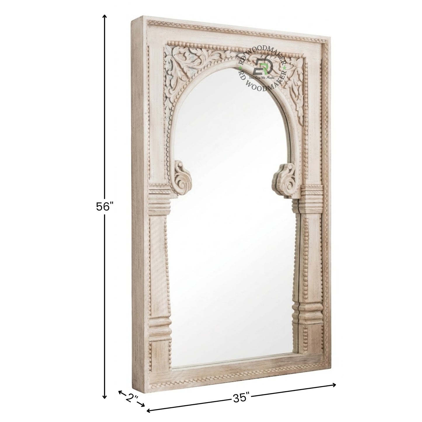 TRADITIONAL ARCH CARVED WOODEN MIRROR