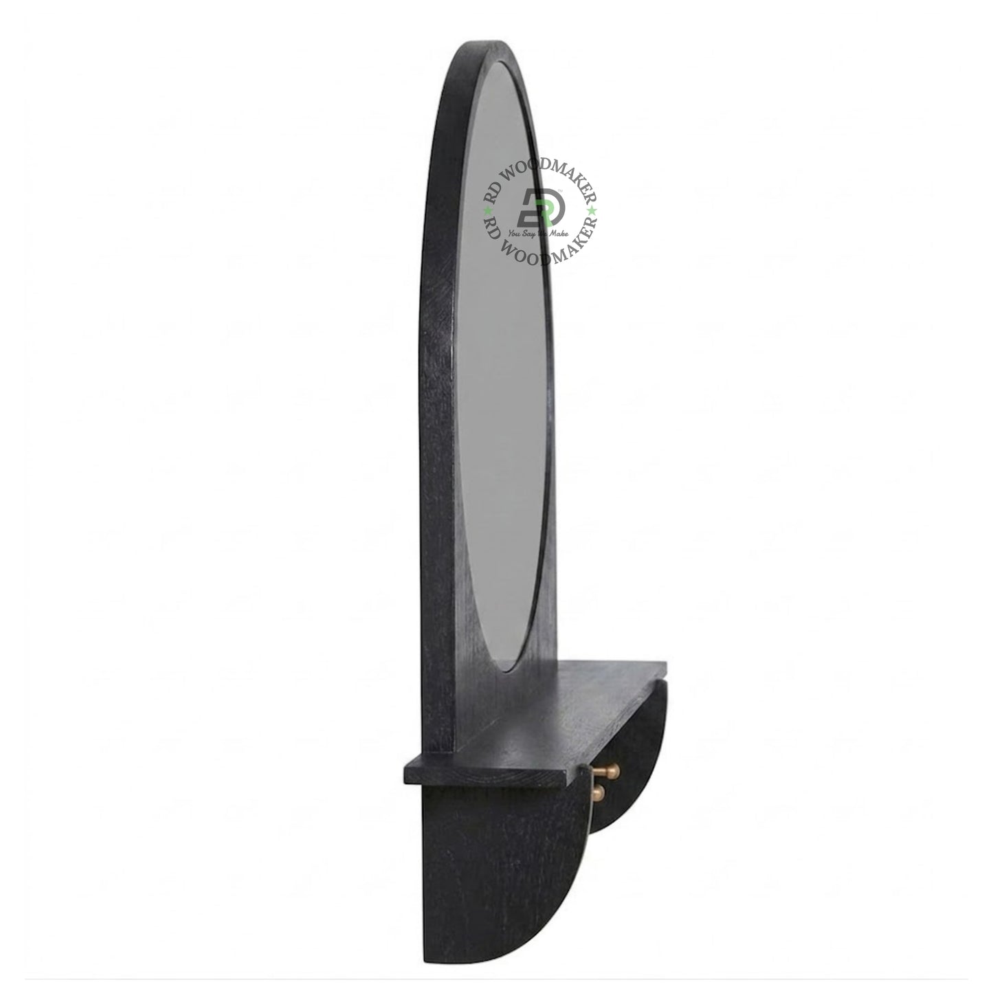 MODERN ROUND MIRROR WITH SHELF & HOOKS