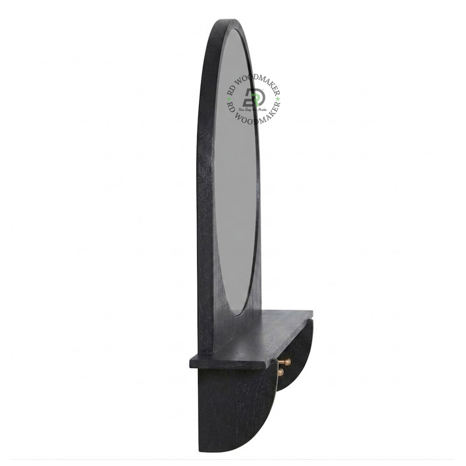 MODERN ROUND MIRROR WITH SHELF & HOOKS