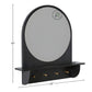 MODERN ROUND MIRROR WITH SHELF & HOOKS