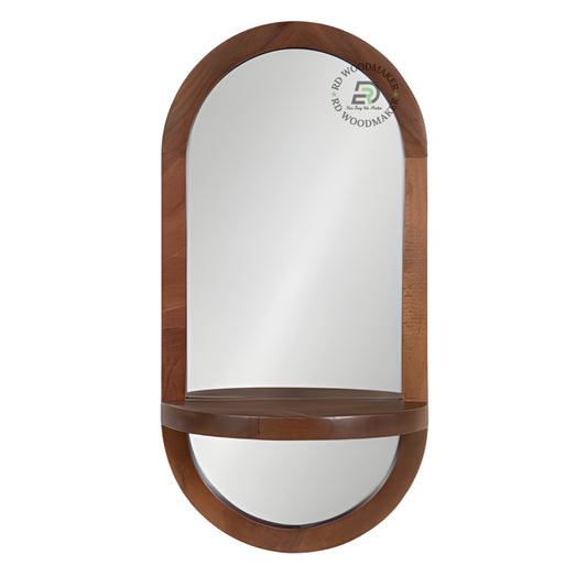 ELEGANT ARCH WOODEN MIRROR WITH DISPLAY SHELF