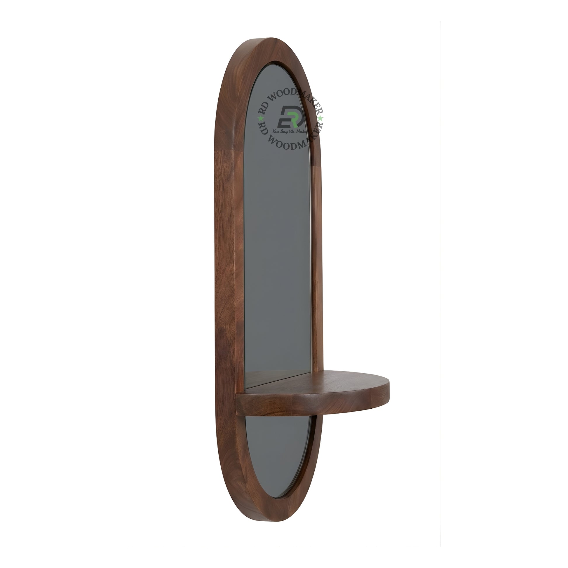 ELEGANT ARCH WOODEN MIRROR WITH DISPLAY SHELF