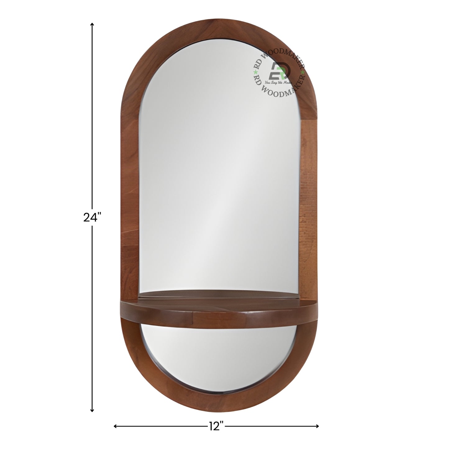 ELEGANT ARCH WOODEN MIRROR WITH DISPLAY SHELF