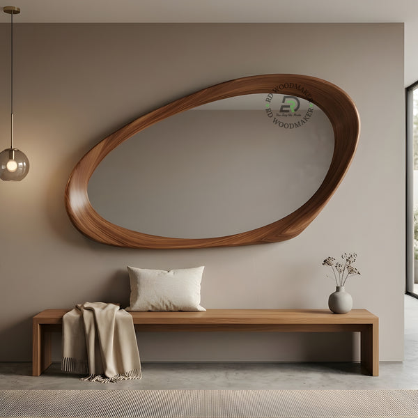 ABSTRACT ORGANIC SHAPE WOODEN MIRROR