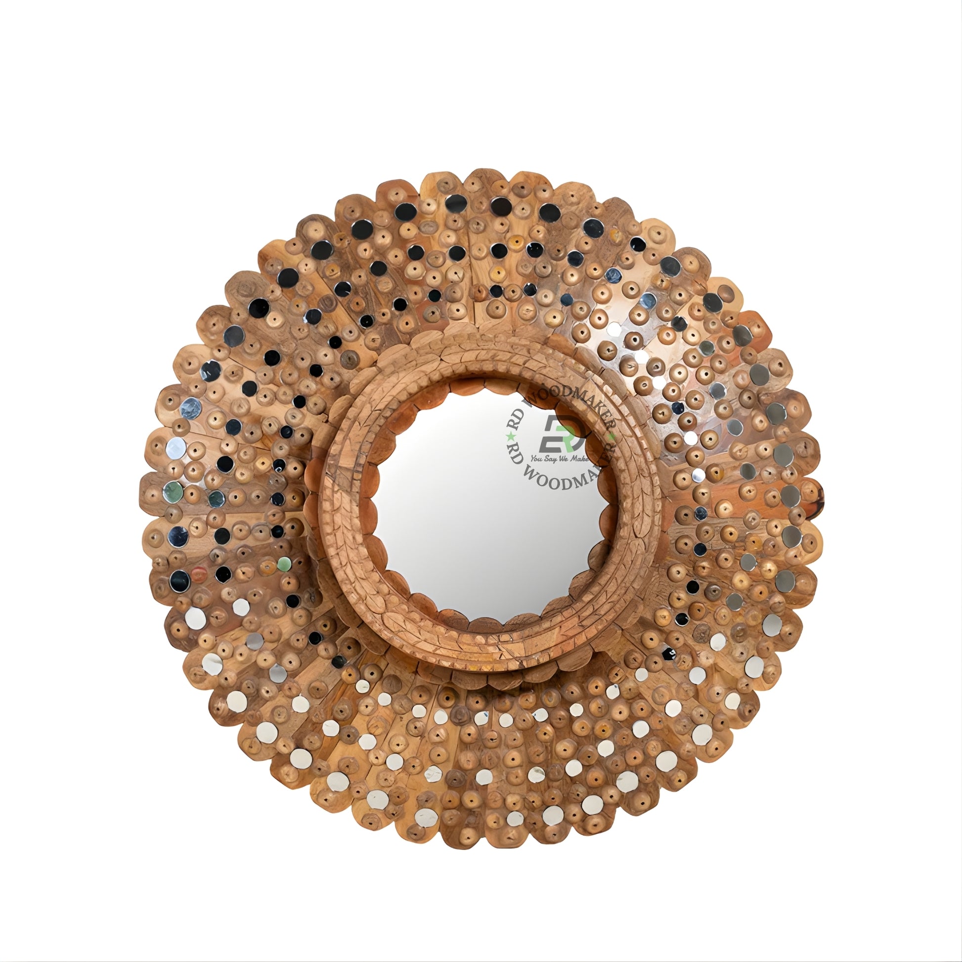 HANDCRAFTED SUNBURST WOODEN MIRROR
