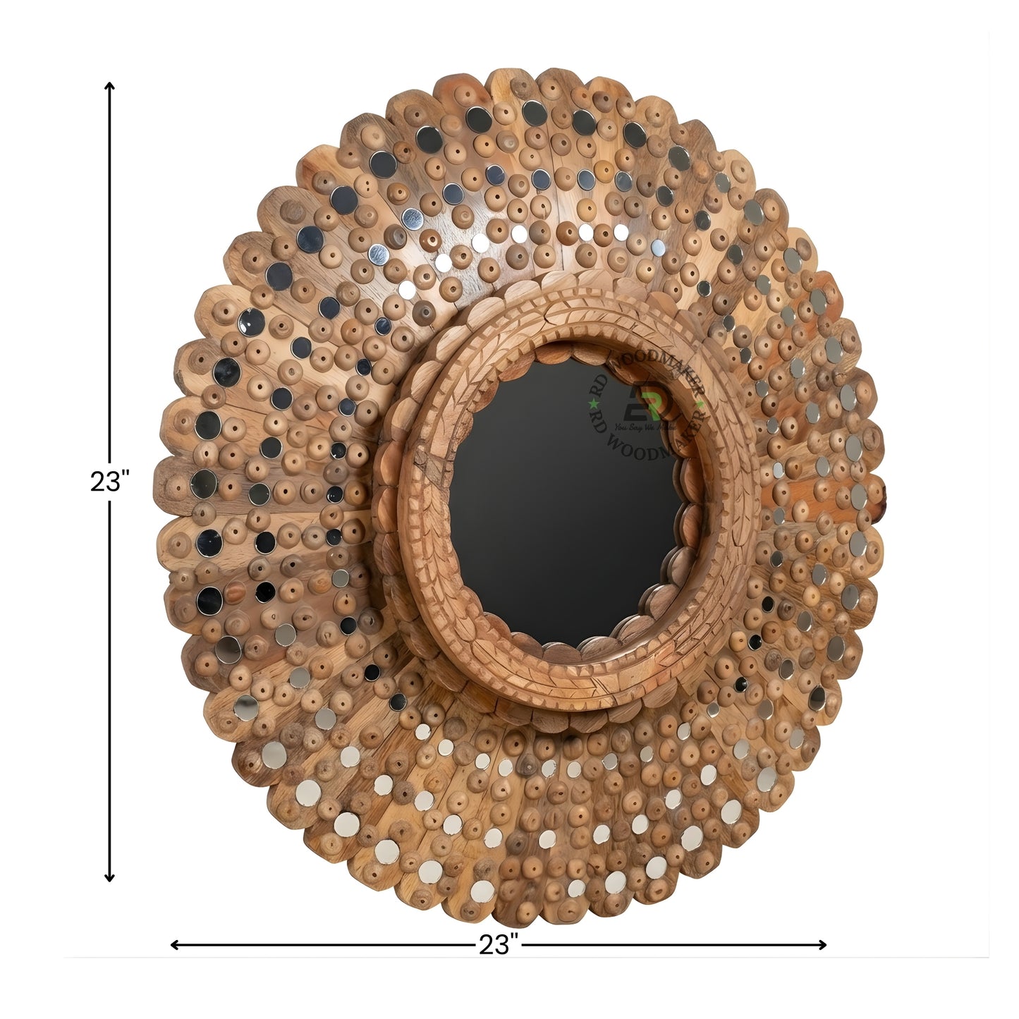 HANDCRAFTED SUNBURST WOODEN MIRROR