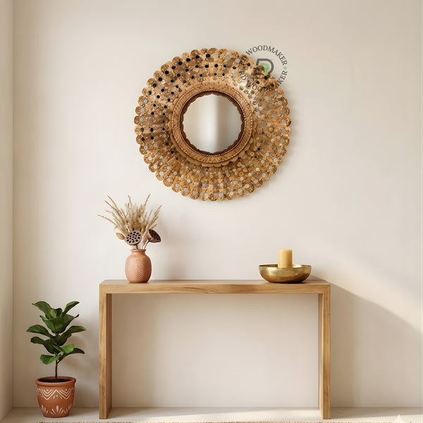 HANDCRAFTED SUNBURST WOODEN MIRROR