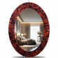 RED RESIN WOOD SLICE OVAL WALL MIRROR