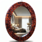 RED RESIN WOOD SLICE OVAL WALL MIRROR