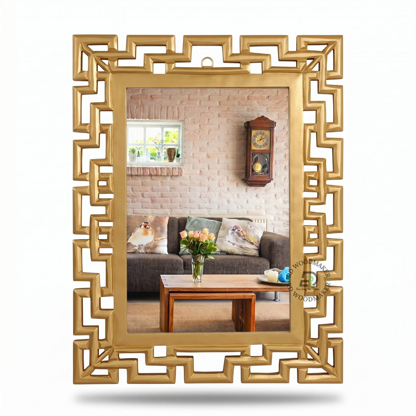 GEOMETRIC GOLD RECTANGULAR WALL MIRROR