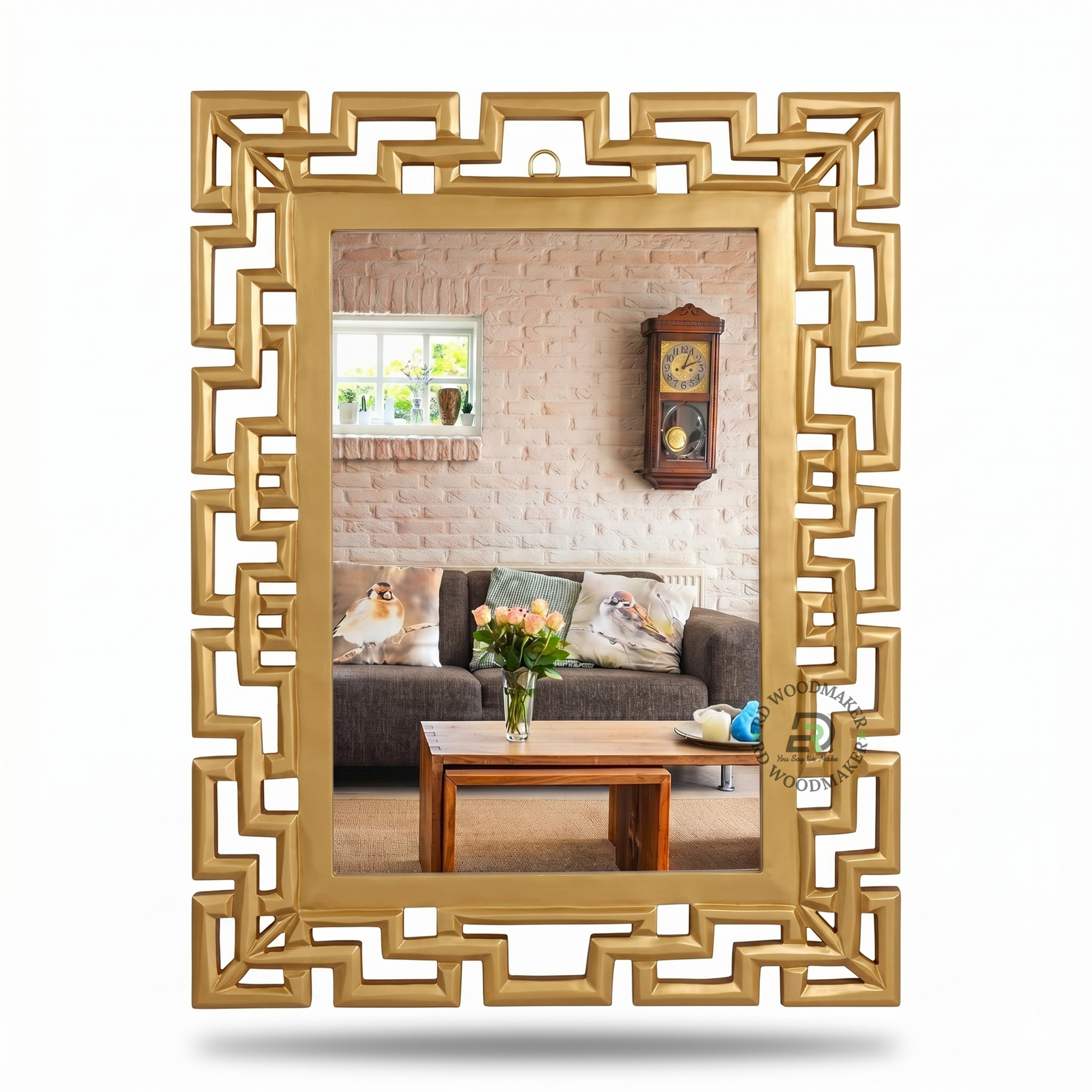 GEOMETRIC GOLD RECTANGULAR WALL MIRROR