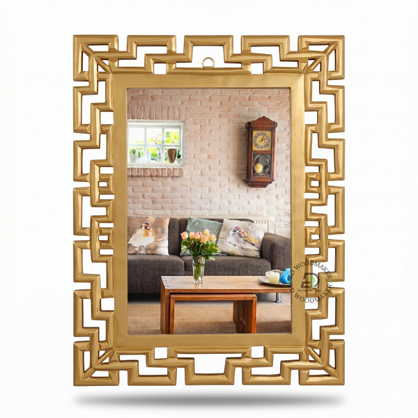 GEOMETRIC GOLD RECTANGULAR WALL MIRROR