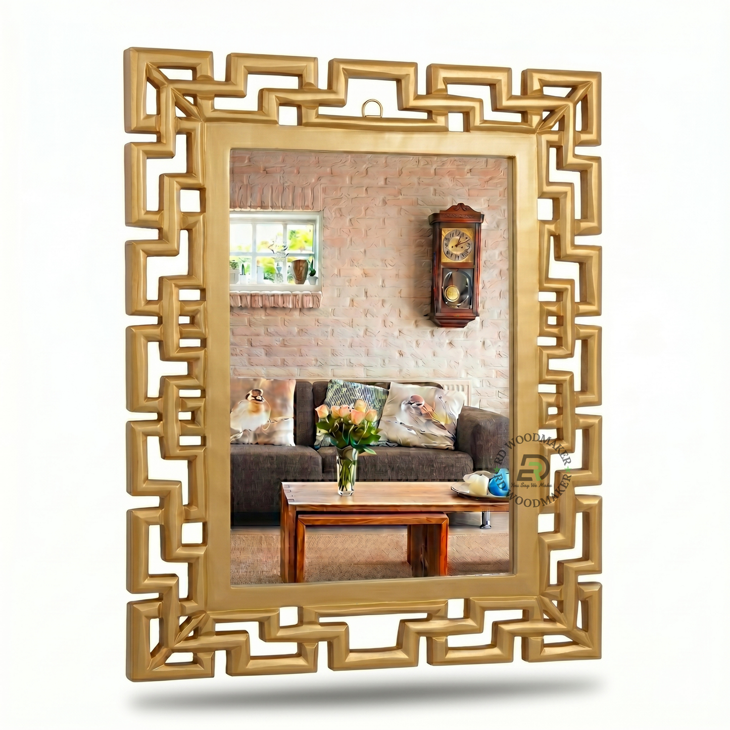 GEOMETRIC GOLD RECTANGULAR WALL MIRROR