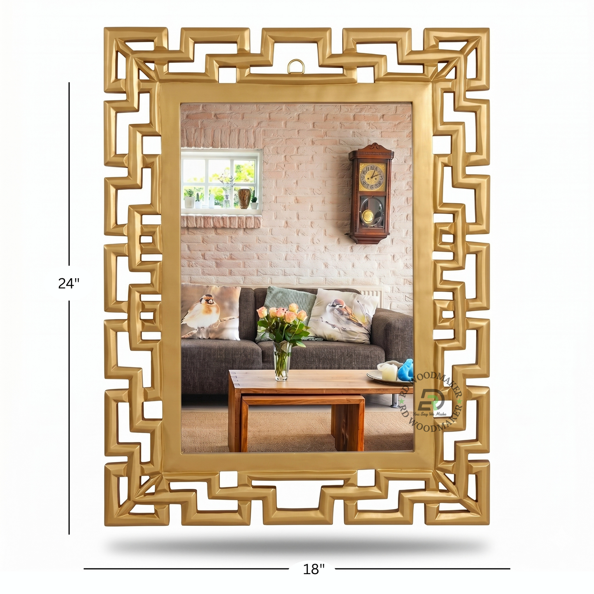 GEOMETRIC GOLD RECTANGULAR WALL MIRROR
