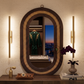 OVAL CANE WOODEN WALL MIRROR