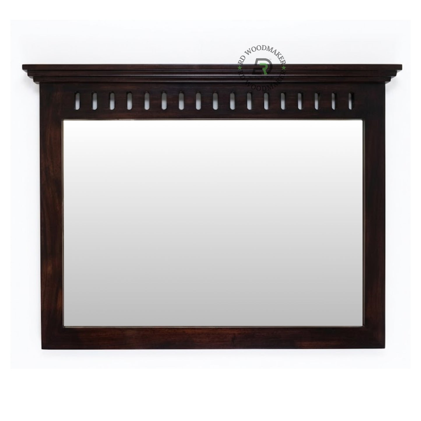 Classic Wooden Wall Mirror with Carved Top Frame