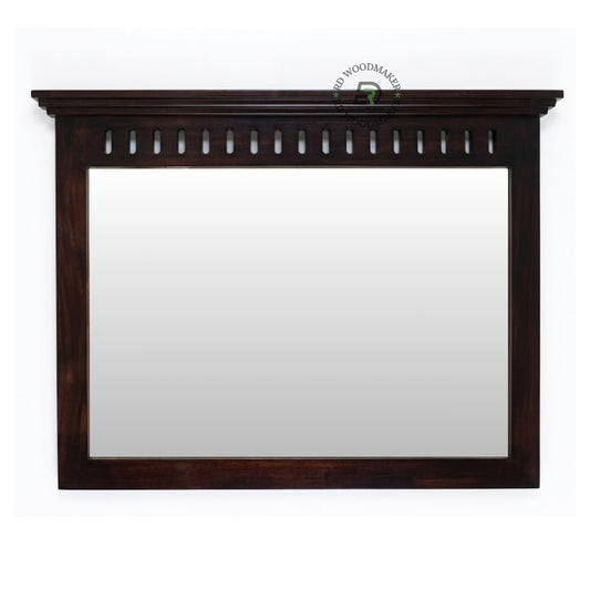 Classic Wooden Wall Mirror with Carved Top Frame