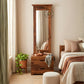 Solid Wood Dressing Mirror with 2 Drawer Storage Base