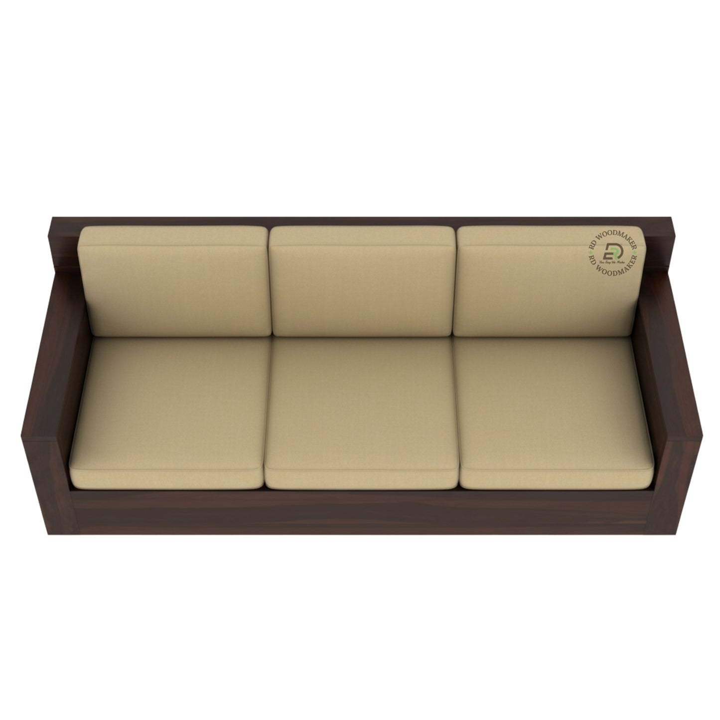 MODERN MINIMAL 3 SEATER SOFA WITH METAL ACCENTS