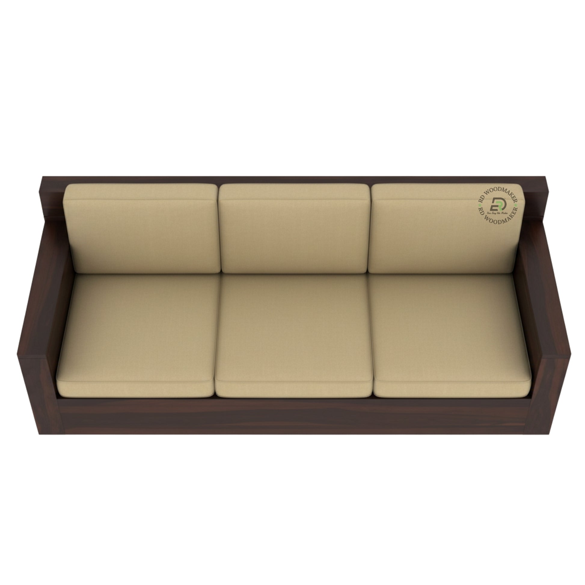 MODERN MINIMAL 3 SEATER SOFA WITH METAL ACCENTS