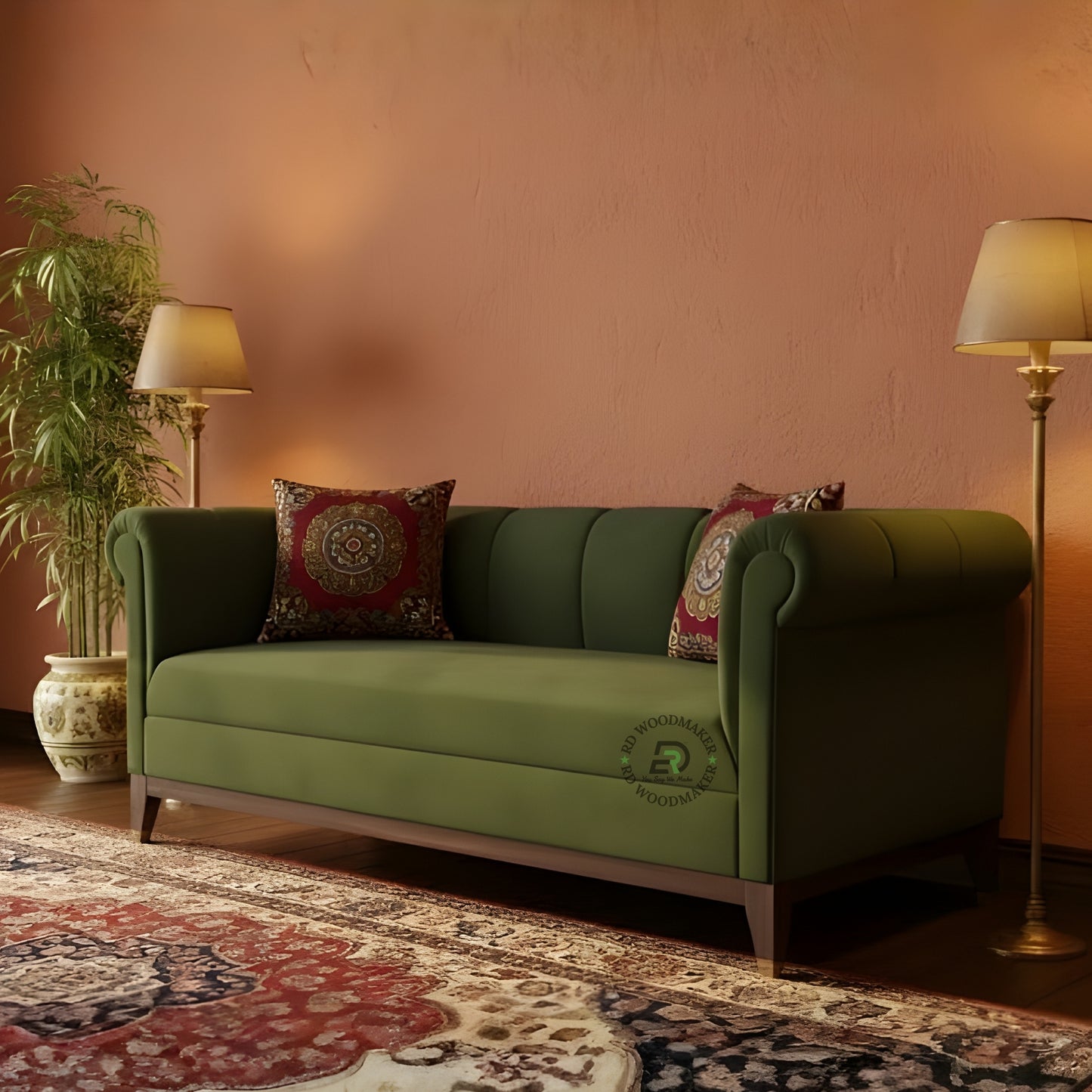 CLASSIC UPHOLSTERED SOFA WITH SKIRTED BASE