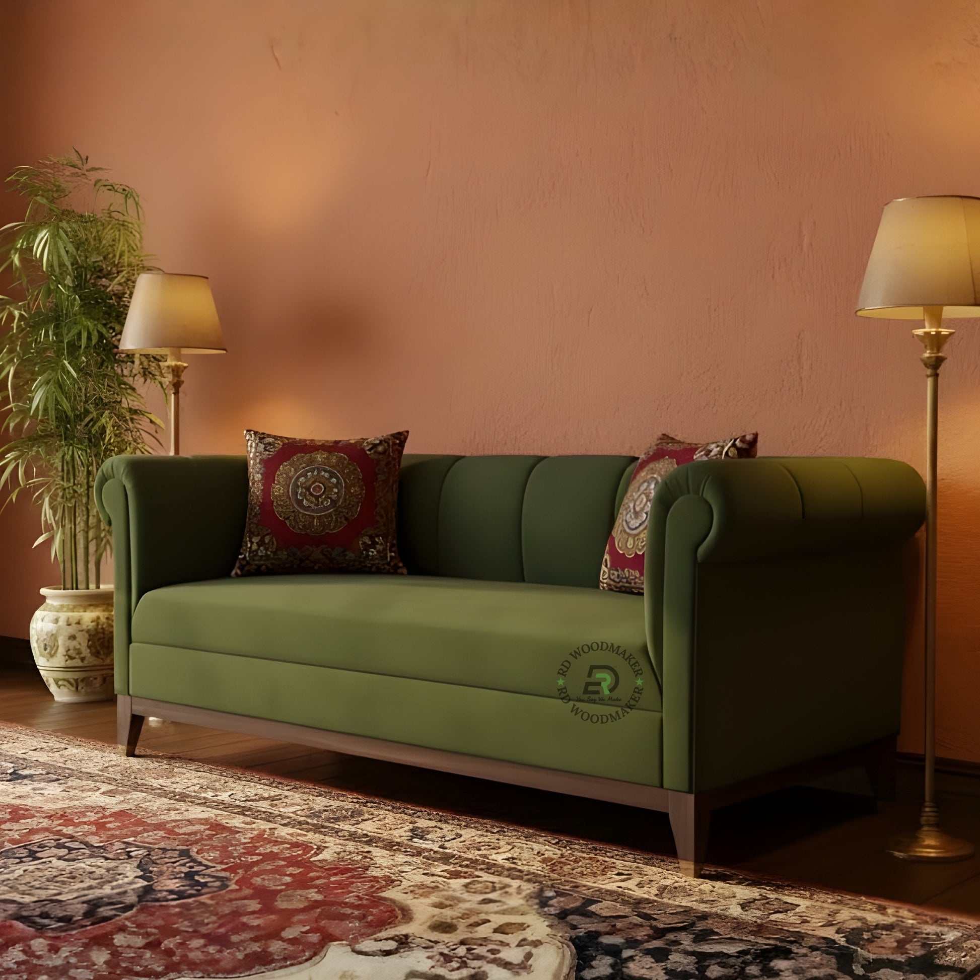 CLASSIC UPHOLSTERED SOFA WITH SKIRTED BASE