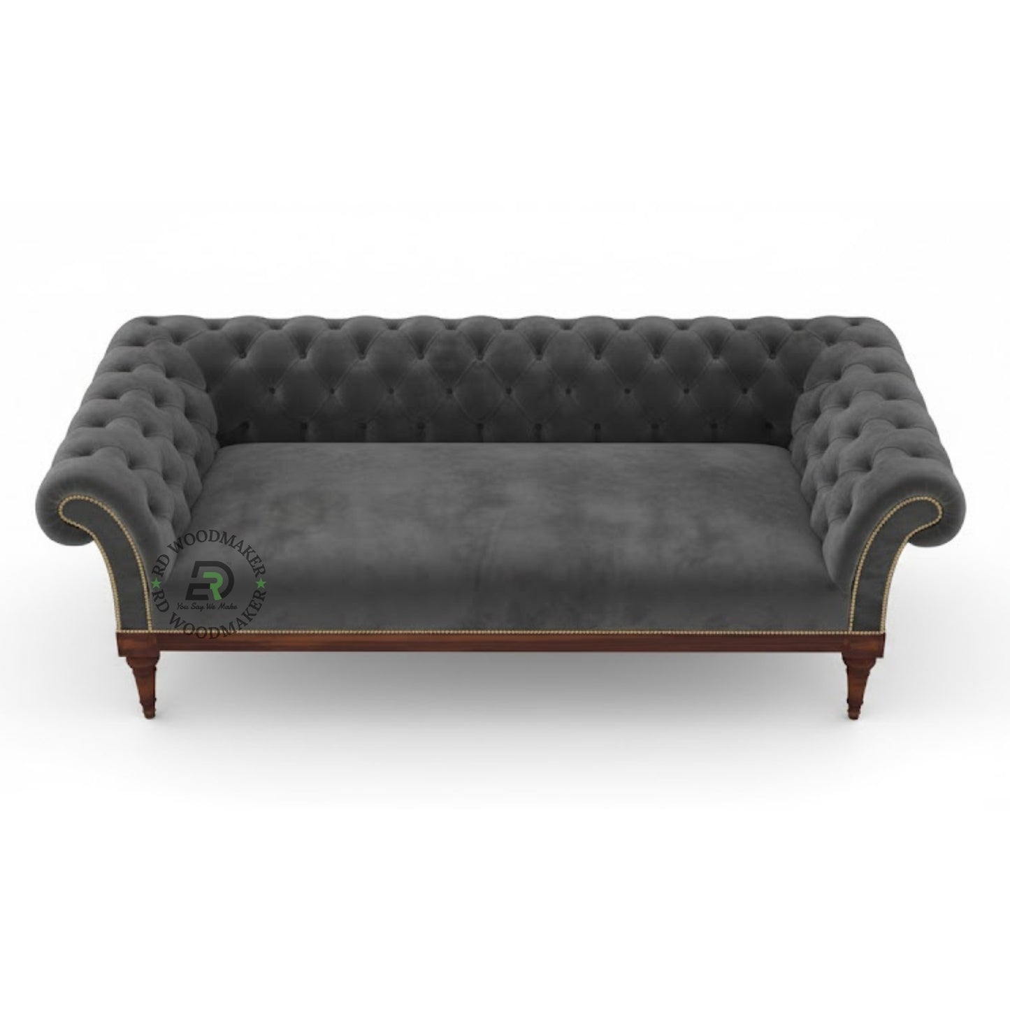 CHESTERFIELD TUFTED VELVET SOFA IN DARK GREY