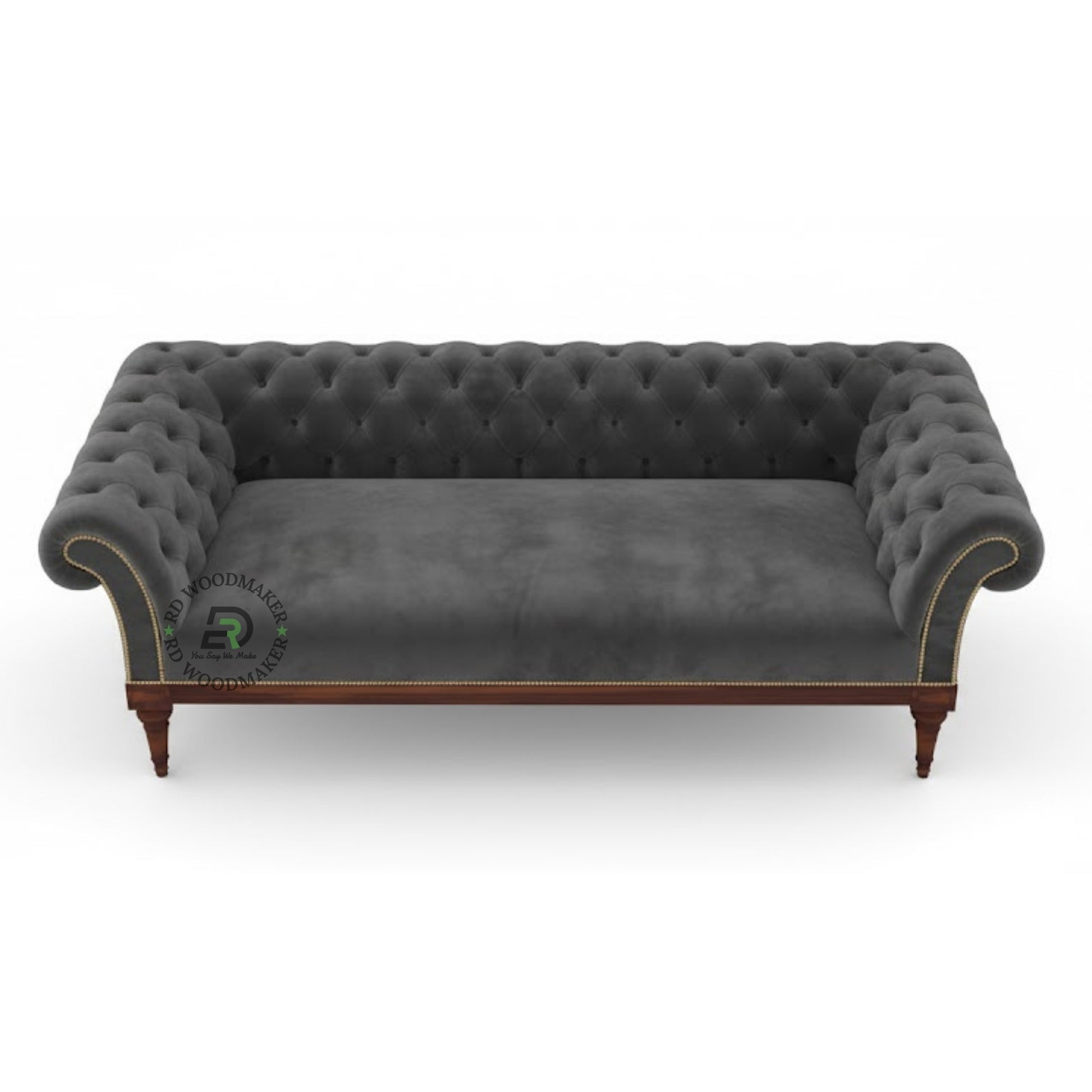 CHESTERFIELD TUFTED VELVET SOFA IN DARK GREY