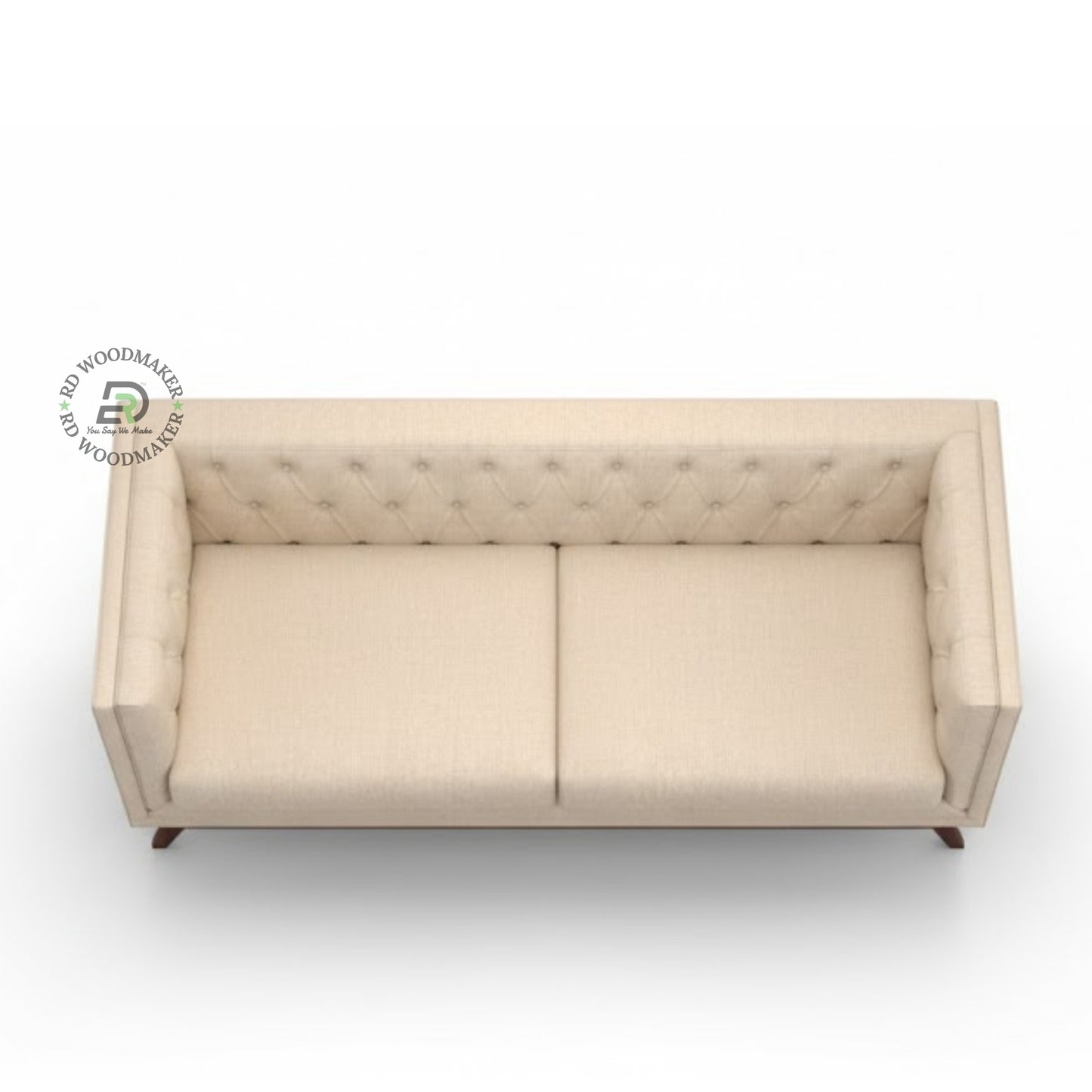 MINIMAL TUFTED BEIGE STRAIGHT BACK SOFA