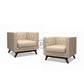MINIMAL TUFTED BEIGE STRAIGHT BACK SOFA