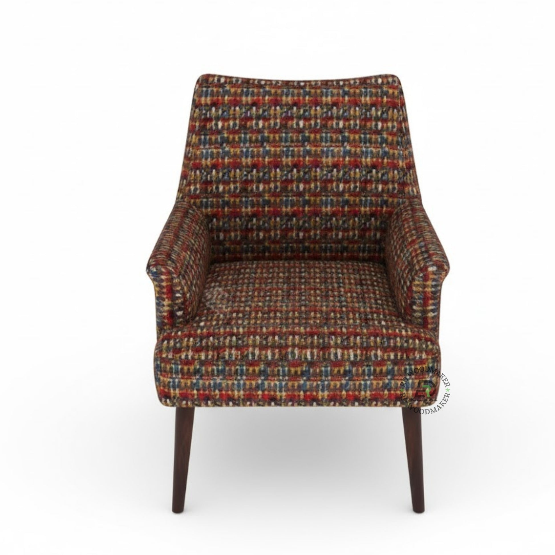 CLASSIC RED FABRIC SOFA WITH WOODEN LEGS