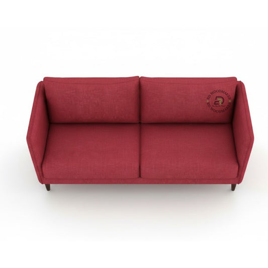 CLASSIC RED FABRIC SOFA WITH WOODEN LEGS