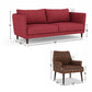 CLASSIC RED FABRIC SOFA WITH WOODEN LEGS