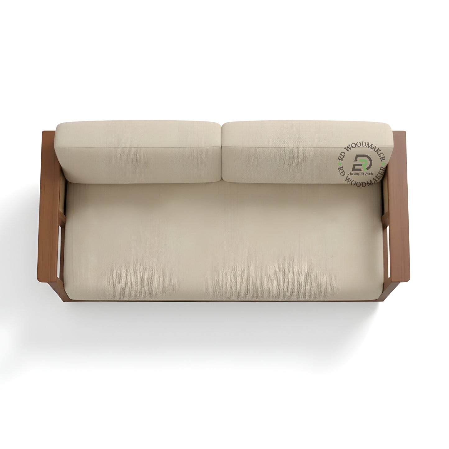 MODERN WOOD FRAME BEIGE SOFA