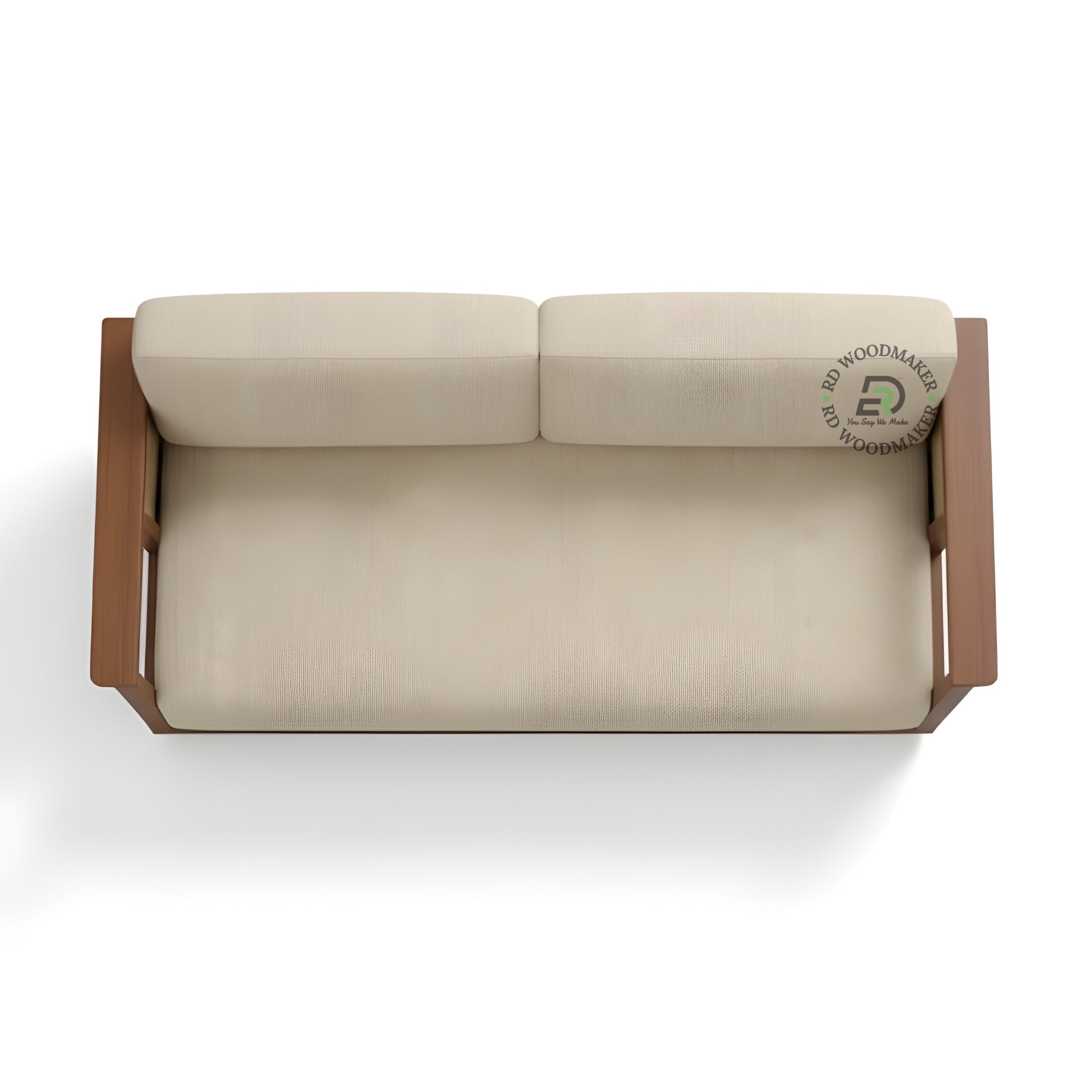 MODERN WOOD FRAME BEIGE SOFA